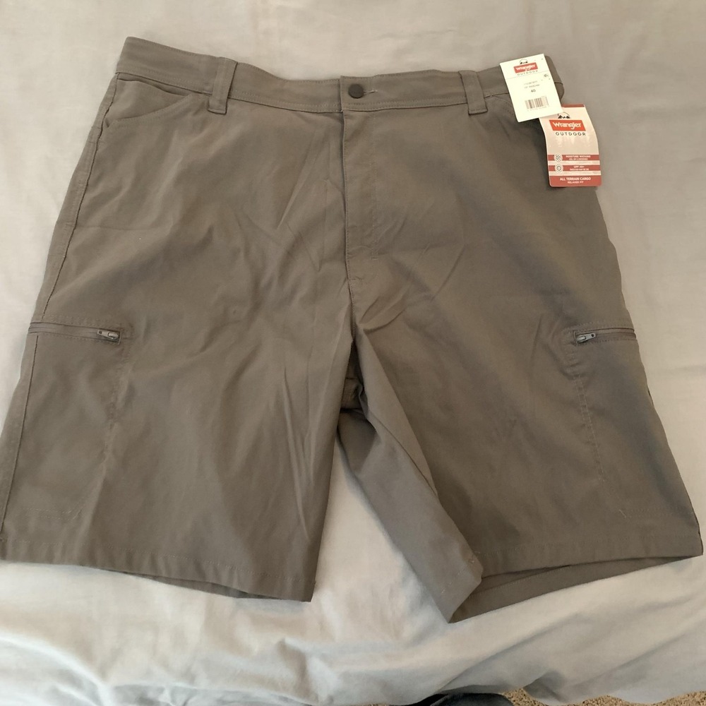 Wrangler Cargo Shorts Mens 40 Gray Nylon Stretch Outdoor All Terrain UPF 40
